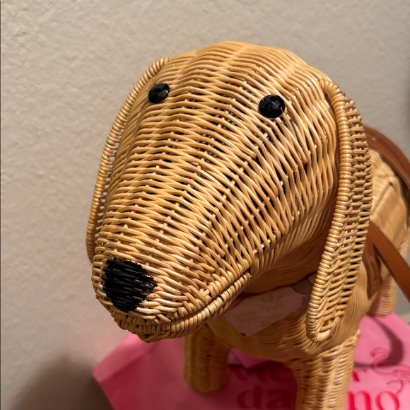 Wicker Darling Dog-Shaped Wicker Bag - Natural and Pink - Picture 2 of 6